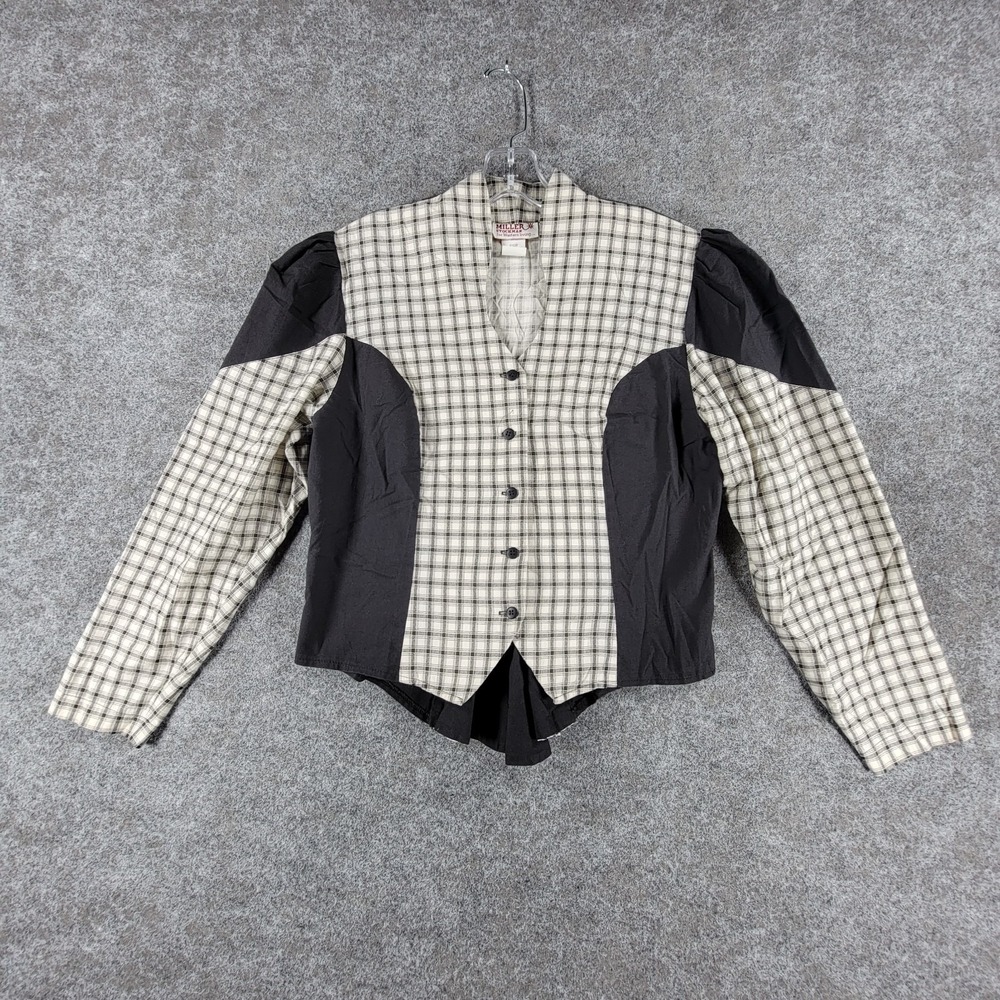 Millar‎ Stockman Crop Jacket Womens M Black White Western Plaid Patchwork